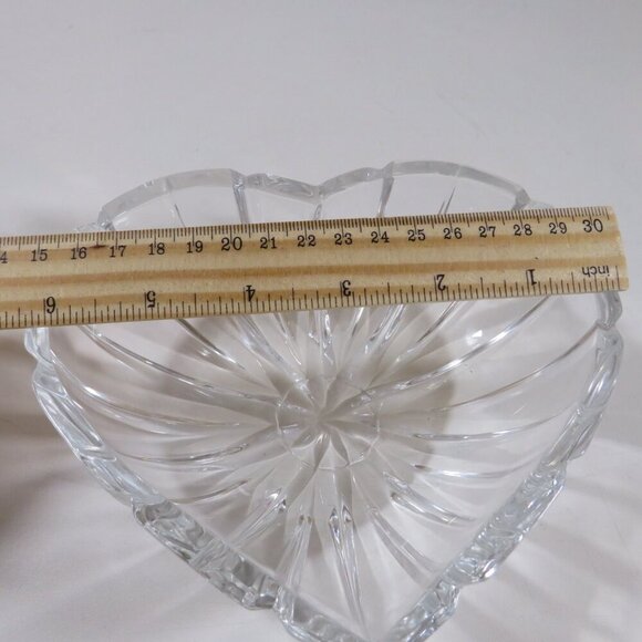 Heart Shaped Candy Trinket Dish Ribboned Glass #2 - Picture 10 of 13